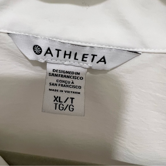 Athleta Midday Relaxed White Poplin Button Down Shirt XLT - Picture 2 of 5